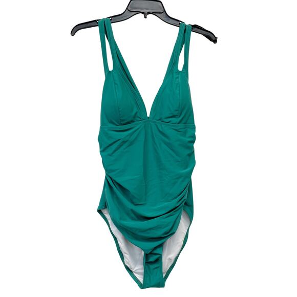 Cupshe Women's Green Ruched Cross Back One Piece Swimsuit Size Large - Picture 1 of 7